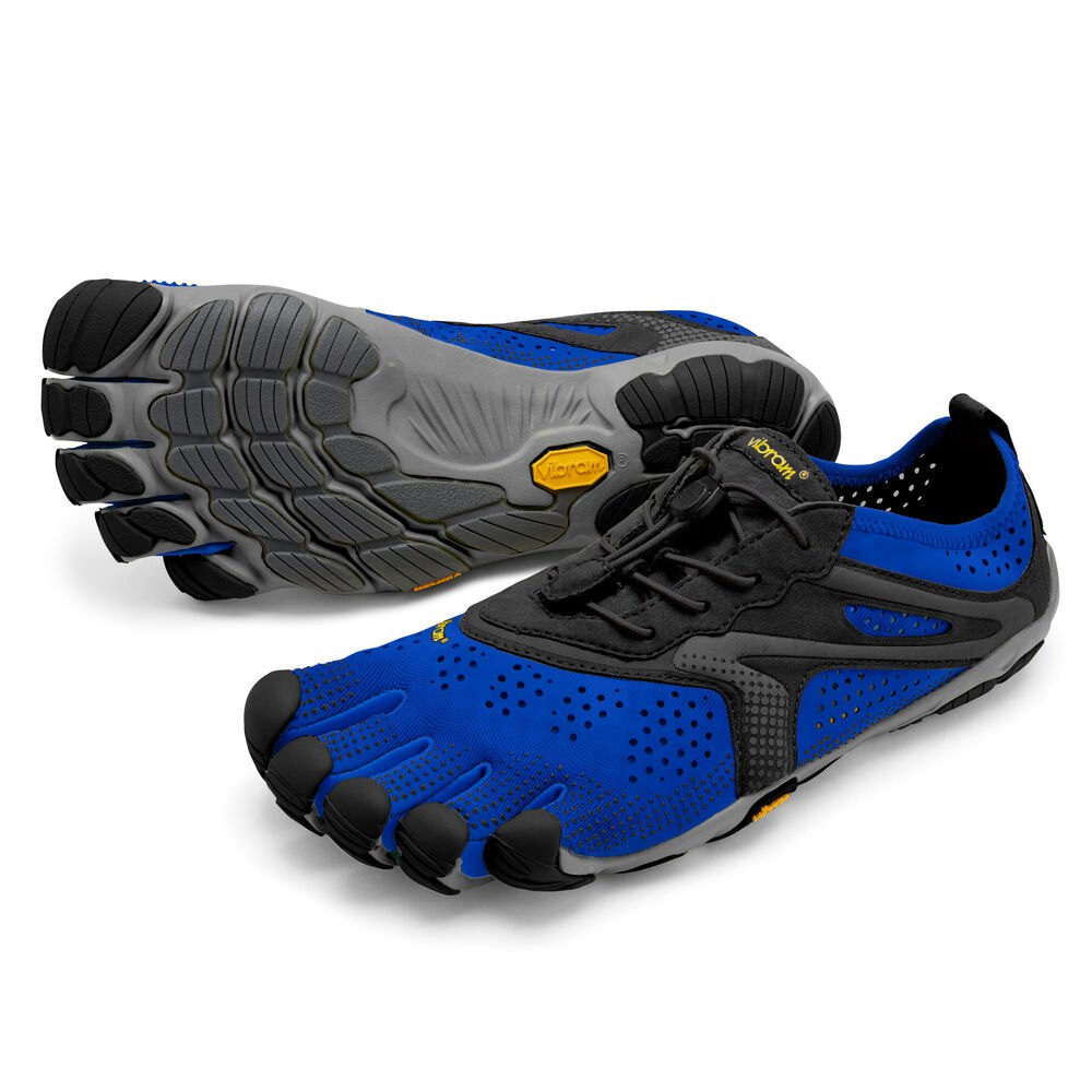 Vibram Five Fingers Mens V-Run - Running Shoes Blue/Black - PWN843712